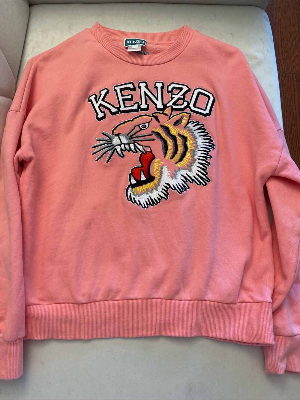 Kenzo Pink Crewneck Sweatshirt with Embroidered Tiger